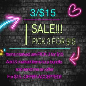 3/$15 SALE!!!